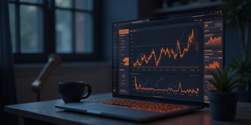 Dashboard de analitica de blog mostrando metricas de trafico conversiones posicionamiento y rendimiento de articulos publicados mensualmente