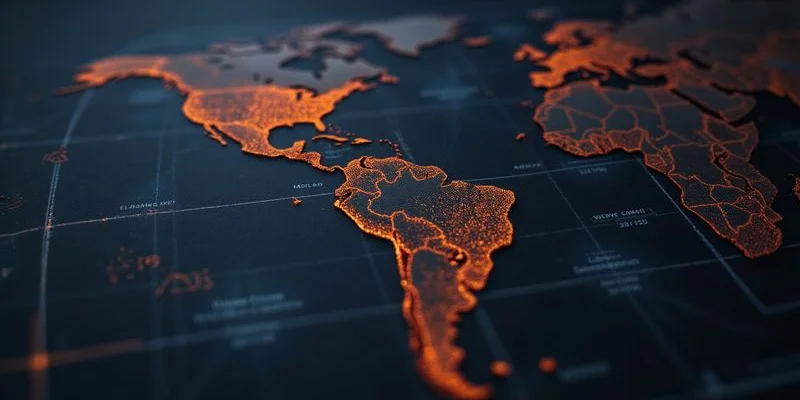 Mapa de Latinoamerica con estadisticas de penetracion digital usuarios de internet y crecimiento del ecommerce regional